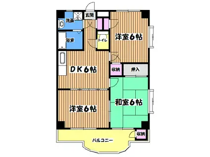 ＪＲ中央線 高尾駅(東京) バス乗車時間：10分 最寄りバス停で下車 徒歩4分 3階建 築38年(3DK/2階)の間取り写真