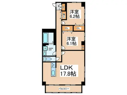 ミネルヴァ二色(2LDK/2階)の間取り写真