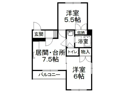 コートメモアール(2DK/1階)の間取り写真
