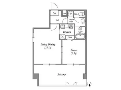 アーバハイツ六町環七北通(1LDK/5階)の間取り写真