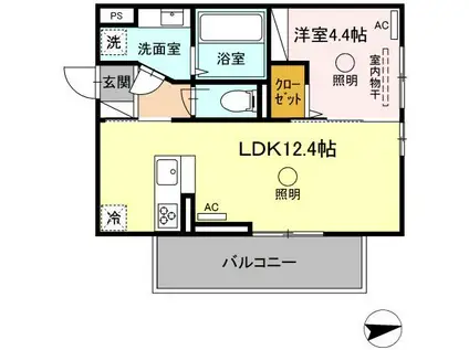 クレスト(1LDK/2階)の間取り写真
