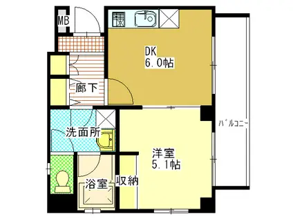 リッカ リリィ(1DK/1階)の間取り写真