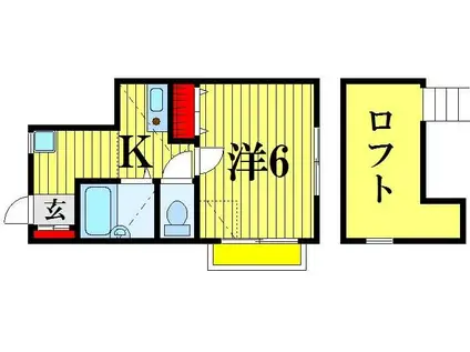 アルファアーチI(1K/2階)の間取り写真