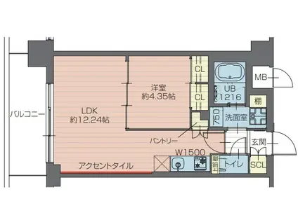 プレジオ川口ASIAN(1LDK/6階)の間取り写真