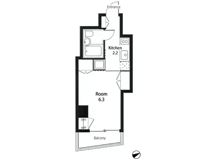 APOLLO APARTMENT(1K/6階)の間取り写真