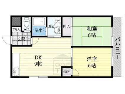 リッチメイトデマル(2LDK/3階)の間取り写真
