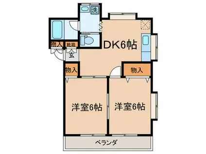 クレールメゾン岡本(2DK/1階)の間取り写真