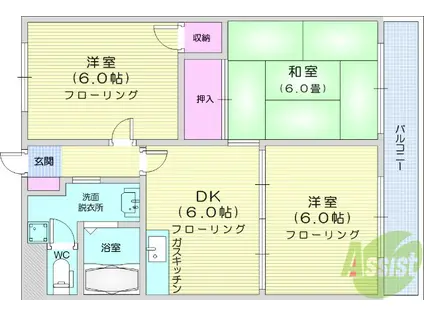クオリティハイム協栄A(3DK/2階)の間取り写真