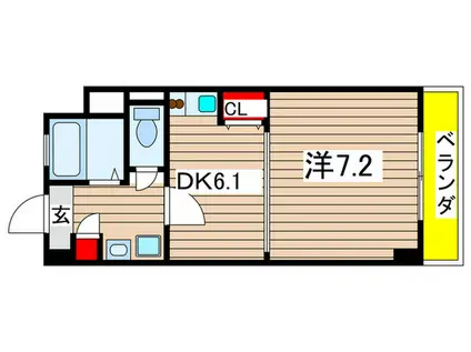 カーサビアンカ大村(1DK/2階)の間取り写真