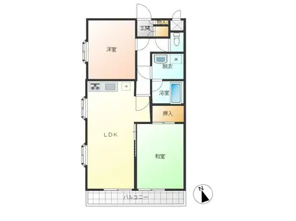 リヴァー三ツ木多摩(2LDK/2階)の間取り写真