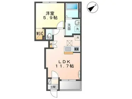 レナレジデンス(1LDK/1階)の間取り写真