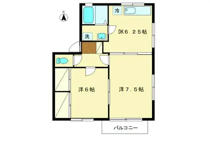 むさし野ハイツII(2DK/2階)の間取り写真