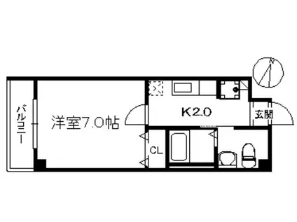 アリエスTAKATORI(1K/2階)の間取り写真
