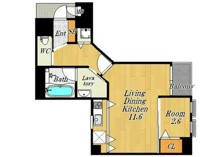 ブラーヴォこのはな千鳥橋II(1LDK/4階)の間取り写真
