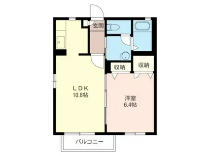 パンティオン相模大野(1LDK/2階)の間取り写真