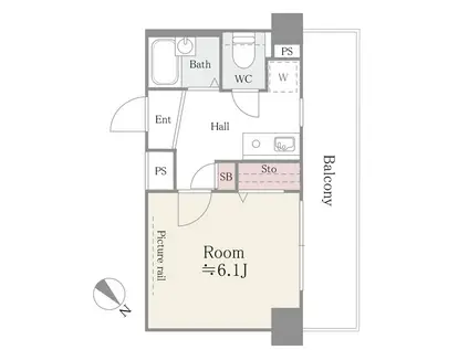 アルテーヌ新横浜(1K/7階)の間取り写真