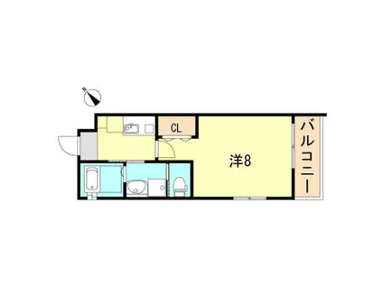 ワコーレヴィータ神戸駅ウエスト(1K/3階)の間取り写真