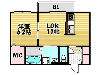 ルナメゾンB棟(1LDK/1階)の間取り写真
