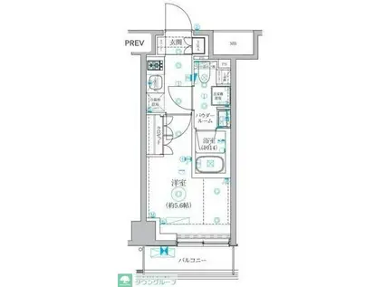セジョリ横浜ウエストIII(1K/8階)の間取り写真