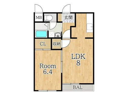 リヴィース21(1LDK/2階)の間取り写真