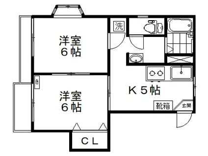 メゾンスクエア(2DK/2階)の間取り写真