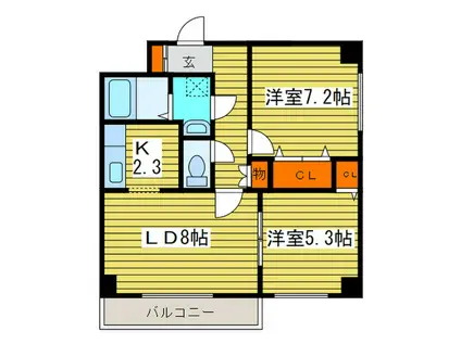 フィラコート北11条(2LDK/2階)の間取り写真