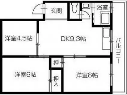 フローラ名東(2DK/3階)の間取り写真