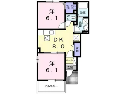 メゾンサンブライトII(2LDK/1階)の間取り写真