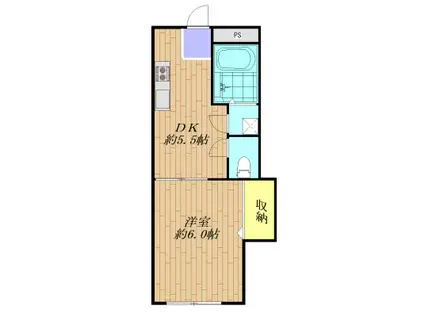 大野ハイツ(1DK/1階)の間取り写真