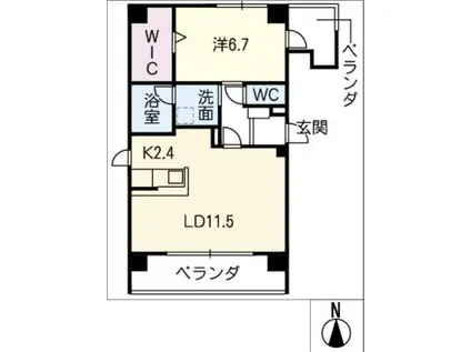 グルークプレイズ(1LDK/4階)の間取り写真