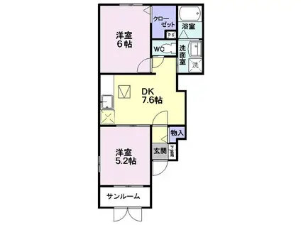 ミーテブレッザ(2DK/1階)の間取り写真