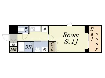 エイペックスみなとCENTRAL AVENUE(1K/3階)の間取り写真