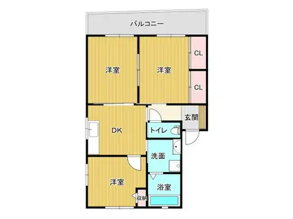 デイブレスII(3DK/1階)の間取り写真