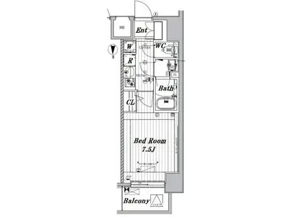 メイクスデザイン両国ノース(1K/8階)の間取り写真