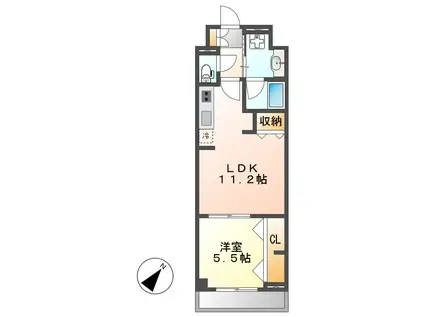 グランルクレ新栄イースト(1LDK/3階)の間取り写真