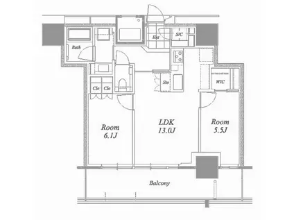 グランドメゾンTHE池下ガーデンタワー(2LDK/10階)の間取り写真