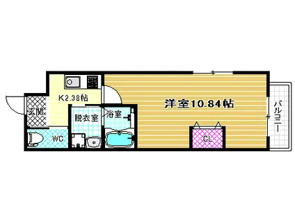 エヌエムスワサントドゥーズサウス(1K/1階)の間取り写真