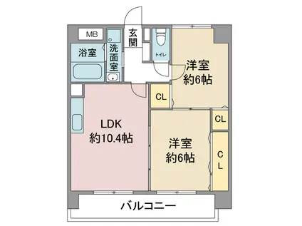 レージュ幸心(2LDK/3階)の間取り写真