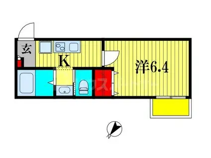 パークヒルズ蘇我(1K/1階)の間取り写真