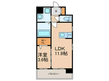 PROUDII花畑(1LDK/3階)の間取り写真