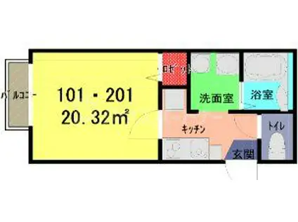 LINO AGEO(1K/1階)の間取り写真