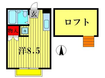 T&Tヒルズ(ワンルーム/2階)の間取り写真