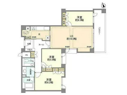 プレステージ浜田山(3LDK/2階)の間取り写真