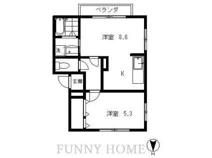 パステルコート(1DK/1階)の間取り写真