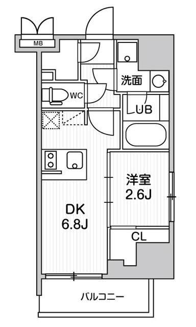 SYFORME大井町II(1DK/6階)の間取り写真