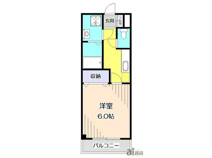 ブルースカイ(1K/2階)の間取り写真