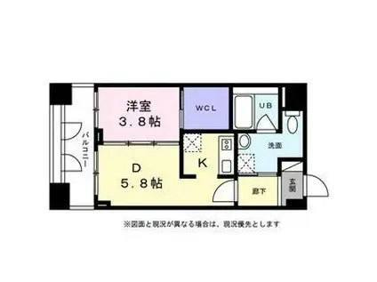 KDX千早レジデンス(1DK/10階)の間取り写真