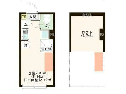 ハーモニーテラス上井草IV(ワンルーム/1階)の間取り写真