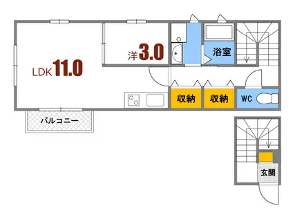 ソリッソ(1LDK/2階)の間取り写真