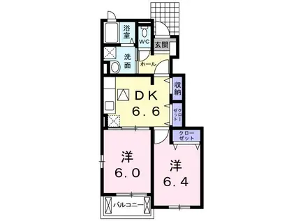 ミルト・アルバーダ・N A(2DK/1階)の間取り写真